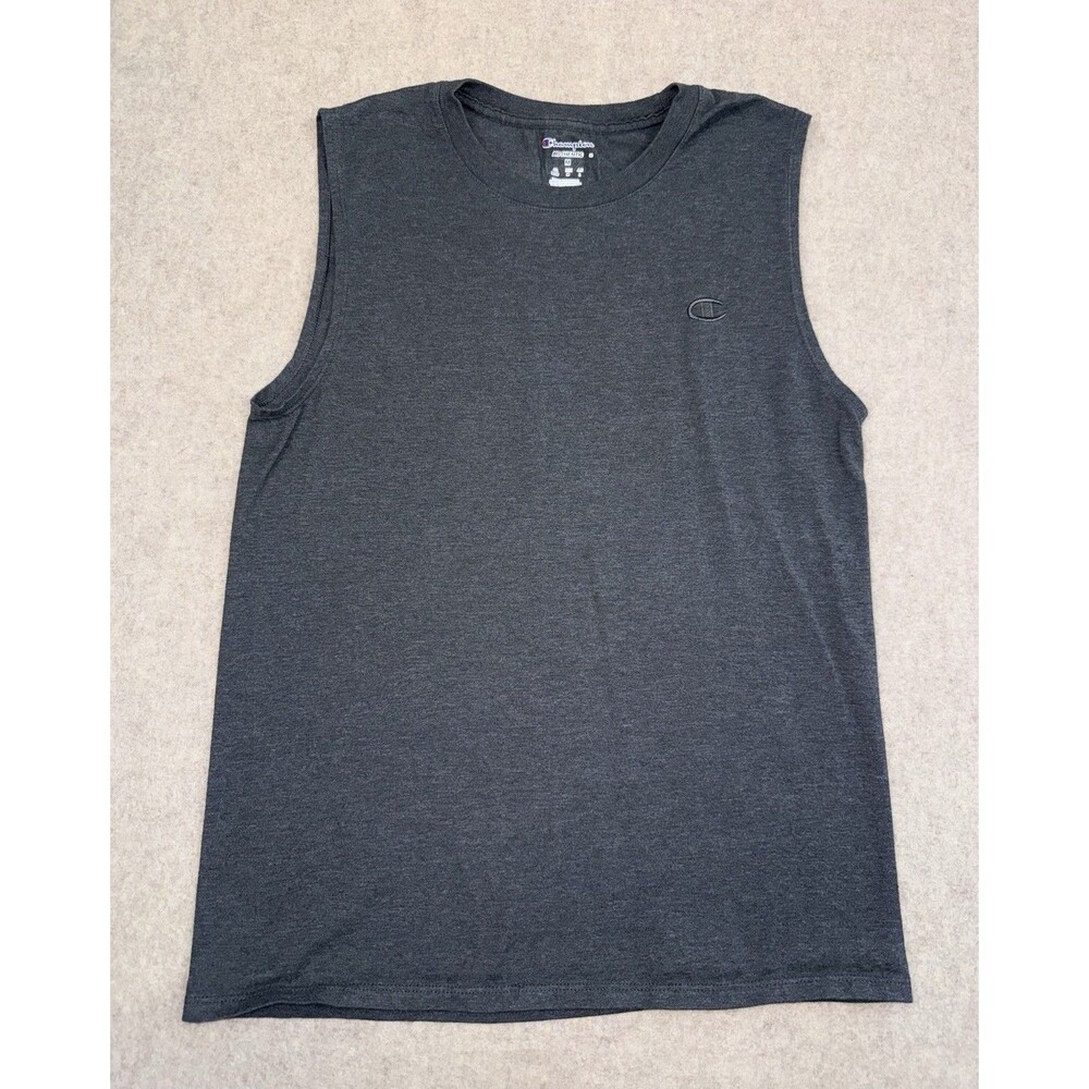 Champion Authentic Men’s Tank Top Size M Gray Crew Neck Logo Sleeveless